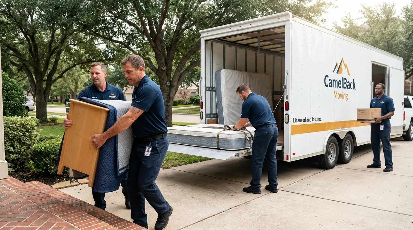 Crew loading residential truck for cross-state move from Esko, MN