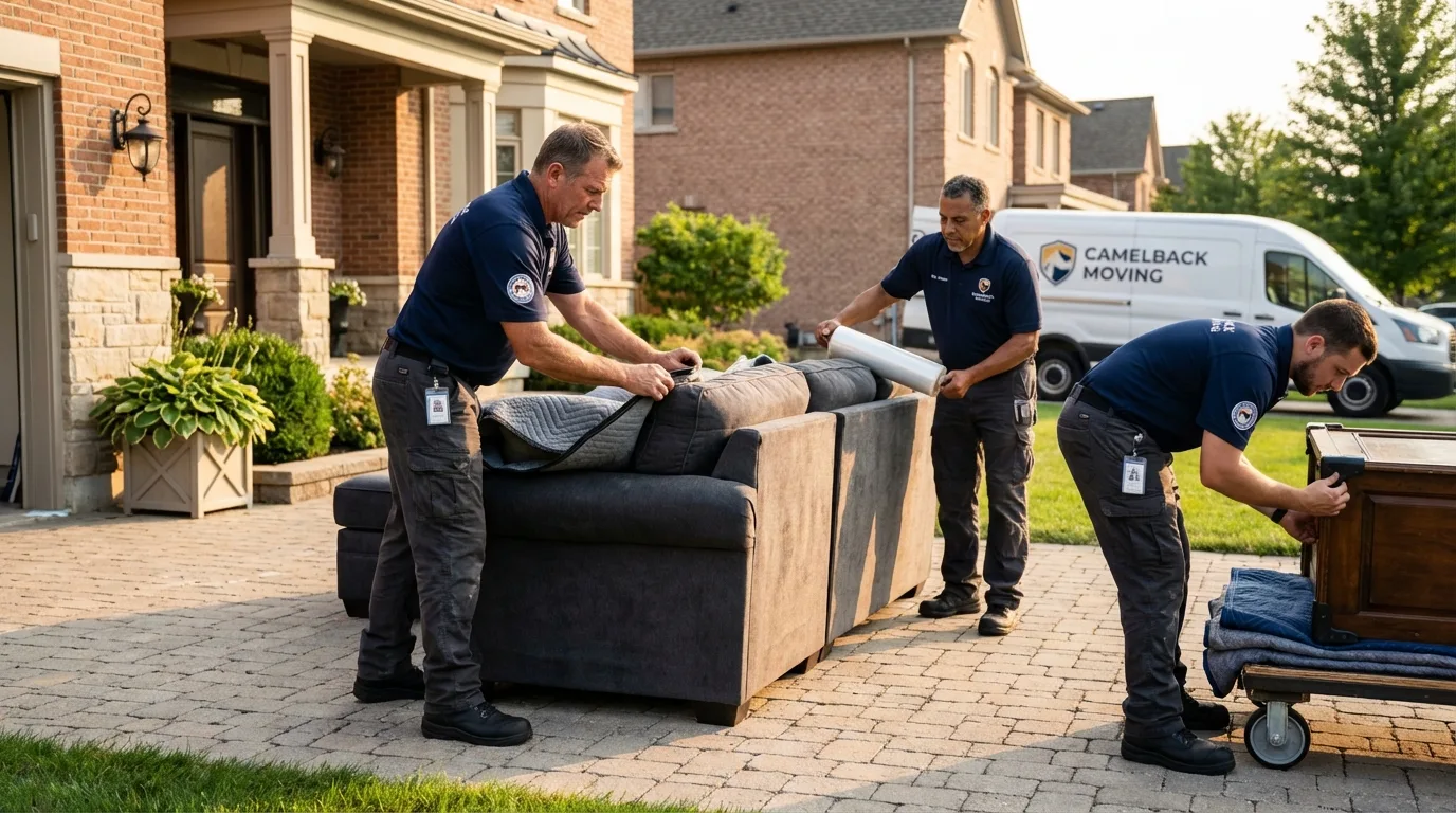 Large estate moving crew wrapping furniture in Esko, MN