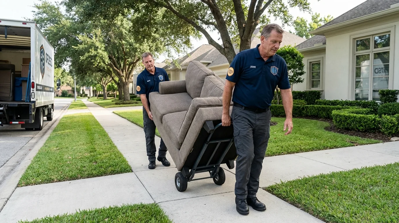 Local residential moving crew loading furniture in Esko, MN